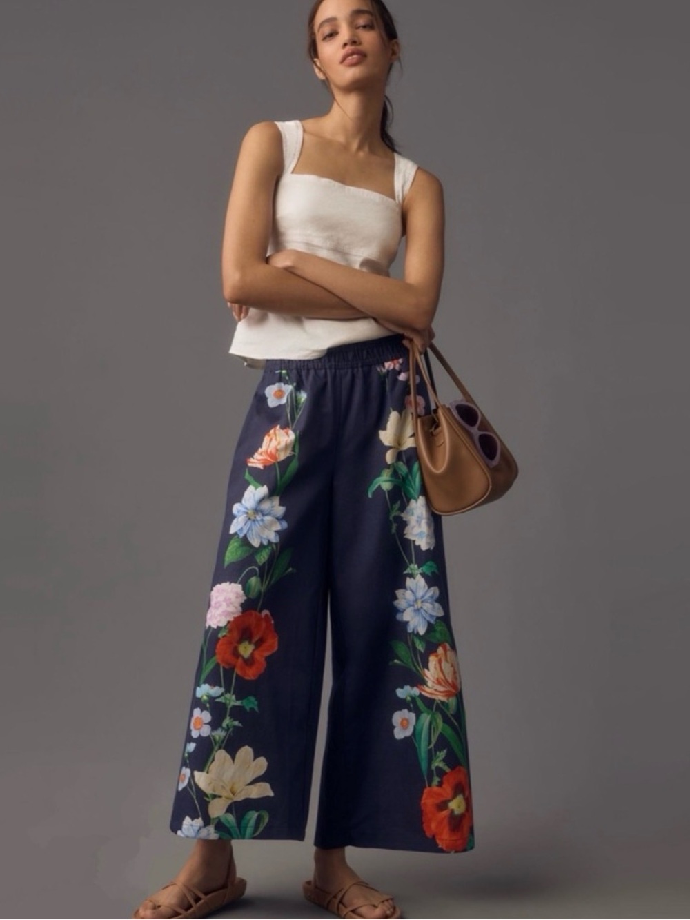 NWT Anthropologie The Somerset Pull On Floral Wide Leg Pants